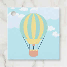 Groen en Geel Hete luchtballon in de Hemel Bedankjes Labels