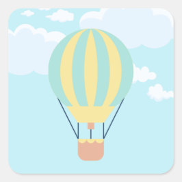 Groen en Geel Hete luchtballon in de Hemel Vierkante Sticker