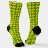 Groen en geel Houndstooth patroon Sokken (Gebogen)