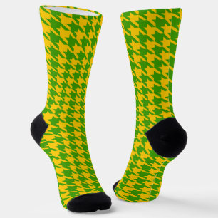 Groen en geel Houndstooth patroon Sokken