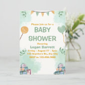 Groen en Geel Illustratief Schattige Baby shower Kaart (Staand voorkant)
