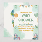 Groen en Geel Illustratief Schattige Baby shower Kaart (Voorkant / Achterkant)
