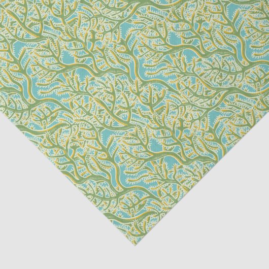 Groen en geel koraalrif tissuepapier (Detail)