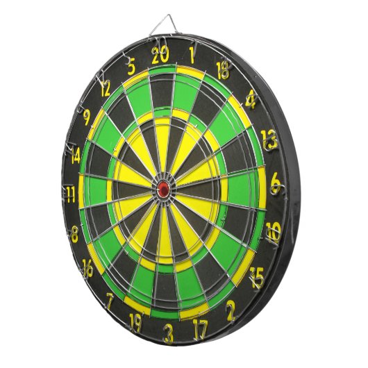 Groen en geel kunstbord dartbord (Voorkant Rechts)