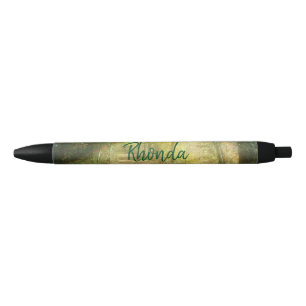 Groen en geel lentbos zwarte inkt pen