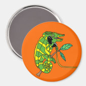 Groen en Geel Leuke Cartoon Kameleon Praten Magneet (Voorkant / Achterkant)