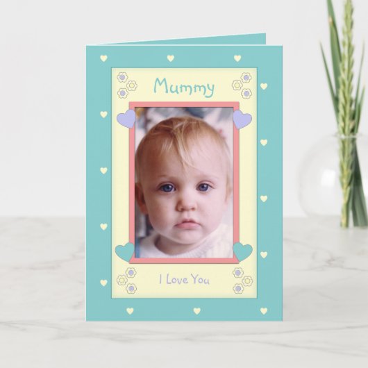 Groen en geel met foto verjaardag kaart (Voorkant)