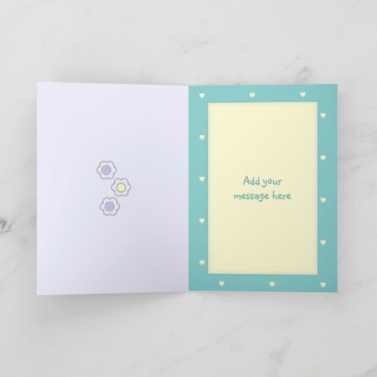 Groen en geel met foto verjaardag kaart (Binnen)