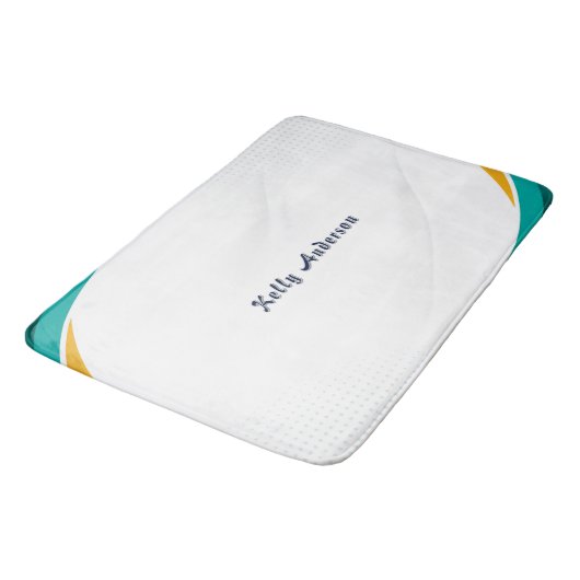 Groen en Geel Modern Patroon met Custom Sign Badmat (Gekanteld)