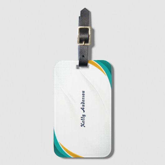 Groen en Geel Modern Patroon met Custom Sign Bagagelabel (Voorkant (verticaal))