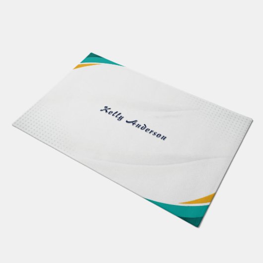 Groen en Geel Modern Patroon met Custom Sign Deurmat (Schuin)