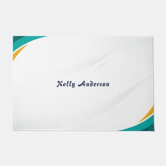 Groen en Geel Modern Patroon met Custom Sign Deurmat (Voorkant)