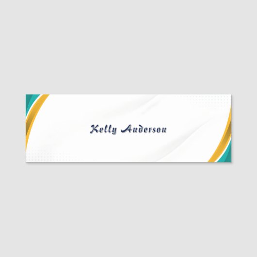 Groen en Geel Modern Patroon met Custom Sign Naamplaatje (Voorkant)