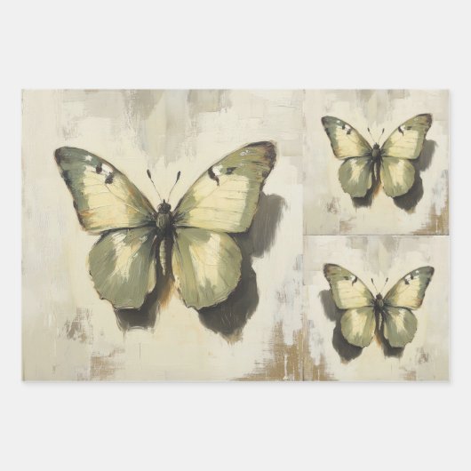 Groen en Geel Moth Decoupage Papier Inpakpapier Vel (Voorkant 3)