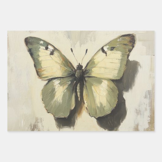 Groen en Geel Moth Decoupage Papier Inpakpapier Vel (Voorkant)