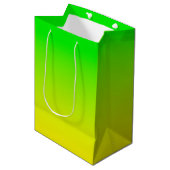 Groen en geel neonlooppapier medium cadeauzakje (Voorkant Gekanteld)