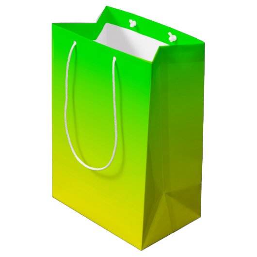 Groen en geel neonlooppapier medium cadeauzakje (Achterkant Gekanteld)