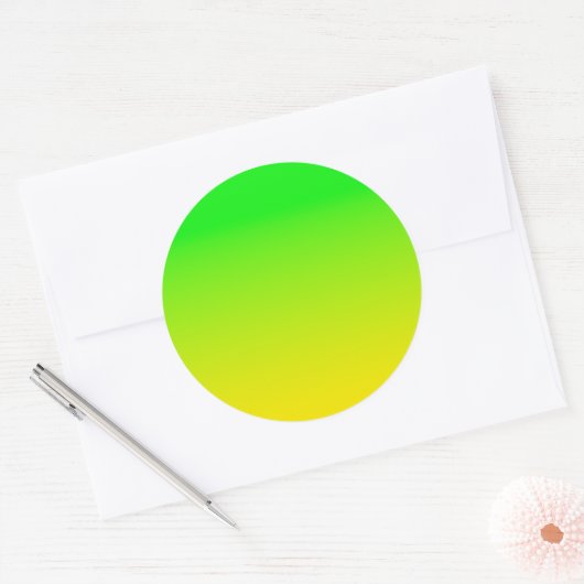 Groen en geel neonverloop ronde sticker (Envelop)