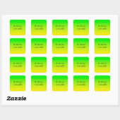 Groen en geel neonverloop vierkante sticker (Vel)