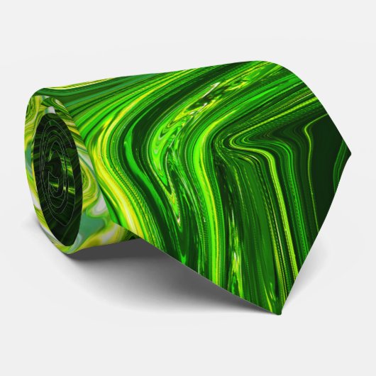 Groen en geel ontwerp stropdas (Opgerold)