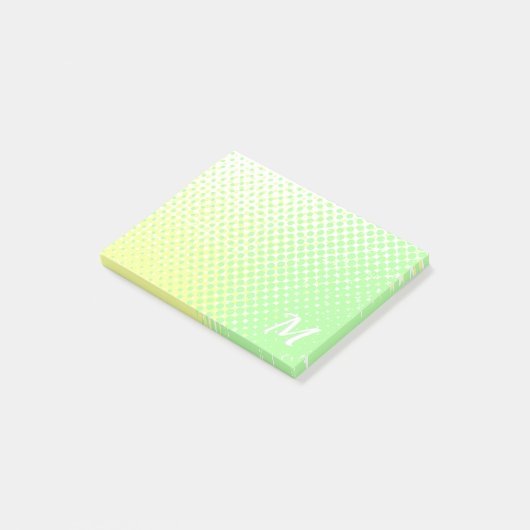 Groen en geel pastel met twee tonen gradiënt monog post-it® notes (Schuin)