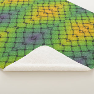 Groen en Geel Patroon Dekbed Sherpa Deken