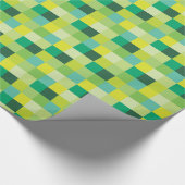 Groen en geel Pixeled Patroon | Pixelkunst Cadeaupapier (Hoek)