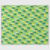 Groen en geel Pixeled Patroon | Pixelkunst Cadeaupapier (Vlak)