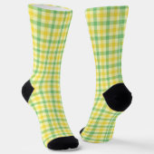 Groen en Geel Retro Plaid Gekke Sokken (Gebogen)