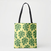 Groen en Geel Tropisch Monstera Lapenpatroon Tote Bag (Voorkant)