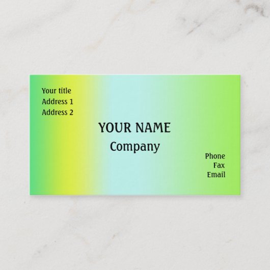 Groen en geel visitekaartje (Voorkant)