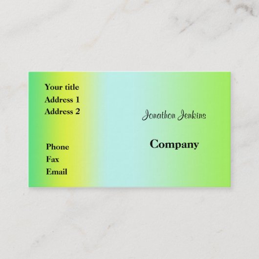 Groen en geel visitekaartje (Voorkant)