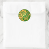 Groen en Geel Yin Yang Geckos Ronde Sticker (Tas)