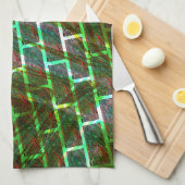 Groen en gekleurd, krassen en wandeffect theedoek (Quarter Fold)