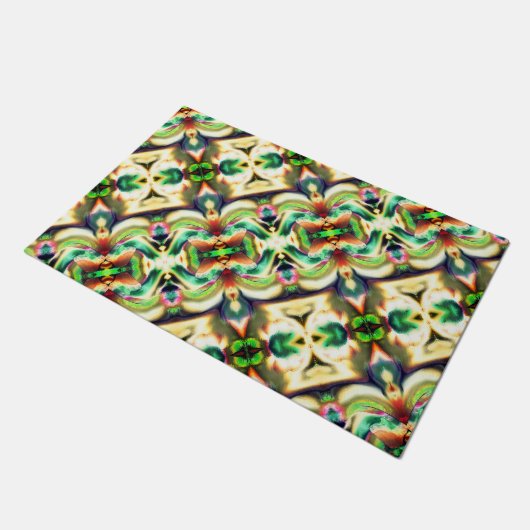 Groen en gekleurd rapport met ruw glas deurmat (Schuin)