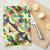 Groen en gekleurd rapport met ruw glas theedoek (Quarter Fold)