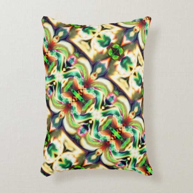 Groen en gekleurd rapport met ruwe glasstijl   accent kussen (Voorkant(Verticaal))