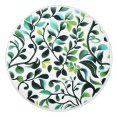 Groen en gele bladeren patroon keramische knop (Voorkant)