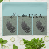 Groen en gemaakt in de Verenigde Staten Theedoek (Gevouwen)