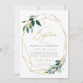 Groen en geometrisch lijst doopuitnodiging kaart (Voorkant)