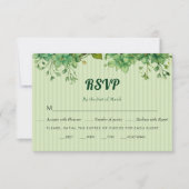 Groen en gestreept patroon lente bruiloft RSVP kaartje (Voorkant)