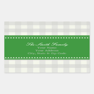 Groen en Gingham Adres Stickers