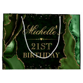 Groen en Glitter Marble Agate Birthday Groot Cadeauzakje (Achterkant)