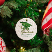 Groen en Gold Afstuderen keramisch Ornament