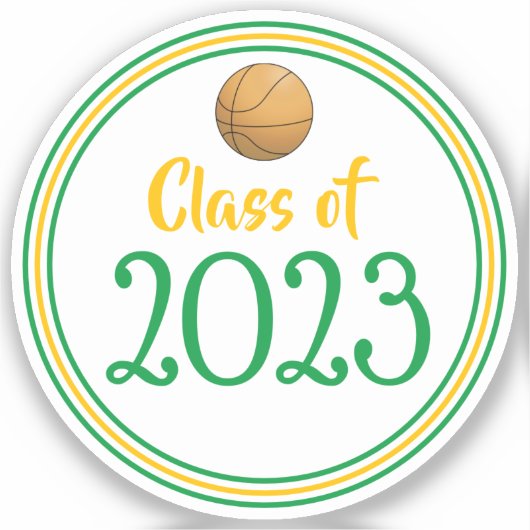 Groen en Gold Basketball-Afstuderen Sticker (Voorkant)