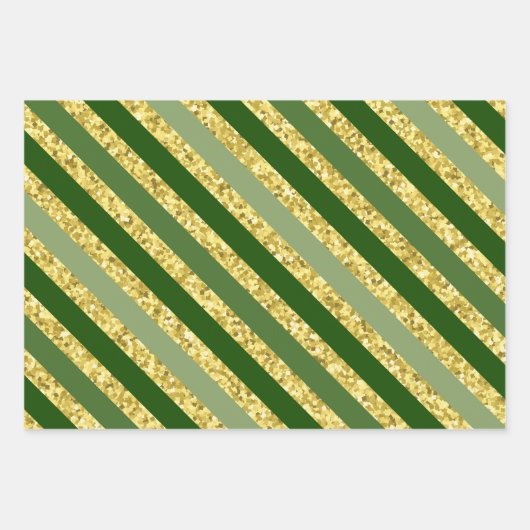 GROEN EN GOLD GLITTER KIJKEN IRISH SHAMROCKS INPAKPAPIER VEL (Voorkant 3)
