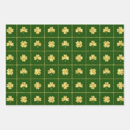 GROEN EN GOLD GLITTER KIJKEN IRISH SHAMROCKS INPAKPAPIER VEL