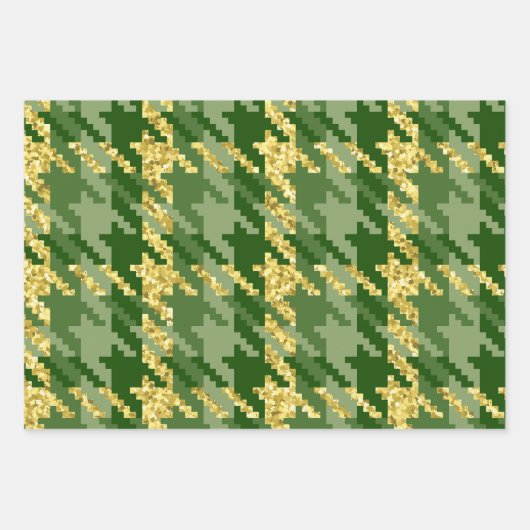 GROEN EN GOLD GLITTER KIJKEN IRISH SHAMROCKS INPAKPAPIER VEL (Voorkant 3)