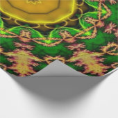 Groen en Gold Psychedelic-ontwerp Cadeaupapier (Hoek)