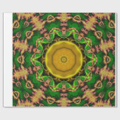 Groen en Gold Psychedelic-ontwerp Cadeaupapier (Vlak)